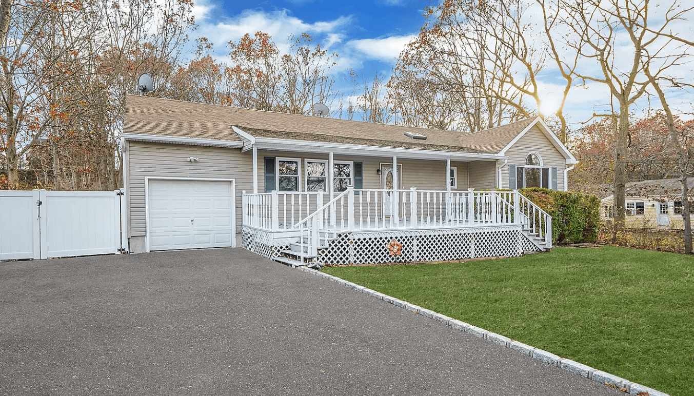 Front exterior after renovation at 14 Clearview, Selden, NY